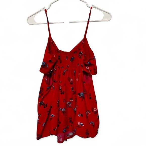 No Boundaries Floral Red Spaghetti Strap Tank Top Large - Picture 4 of 9